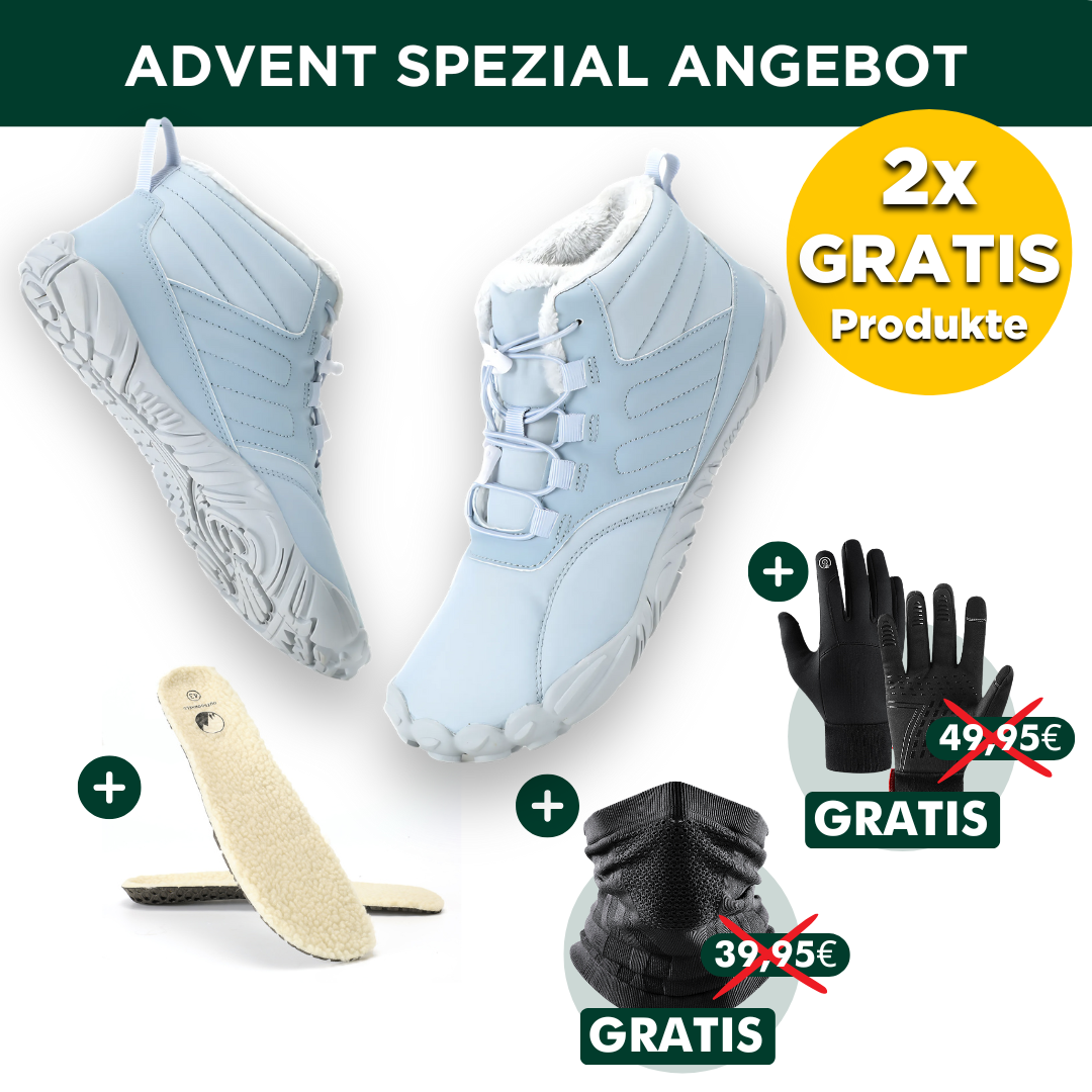 OUTDOOR-BUNDLE: Winter-Barfußschuhe + Fleece Einlegesohlen + GRATIS Thermo Handschuhe + GRATIS Thermo Halstuch