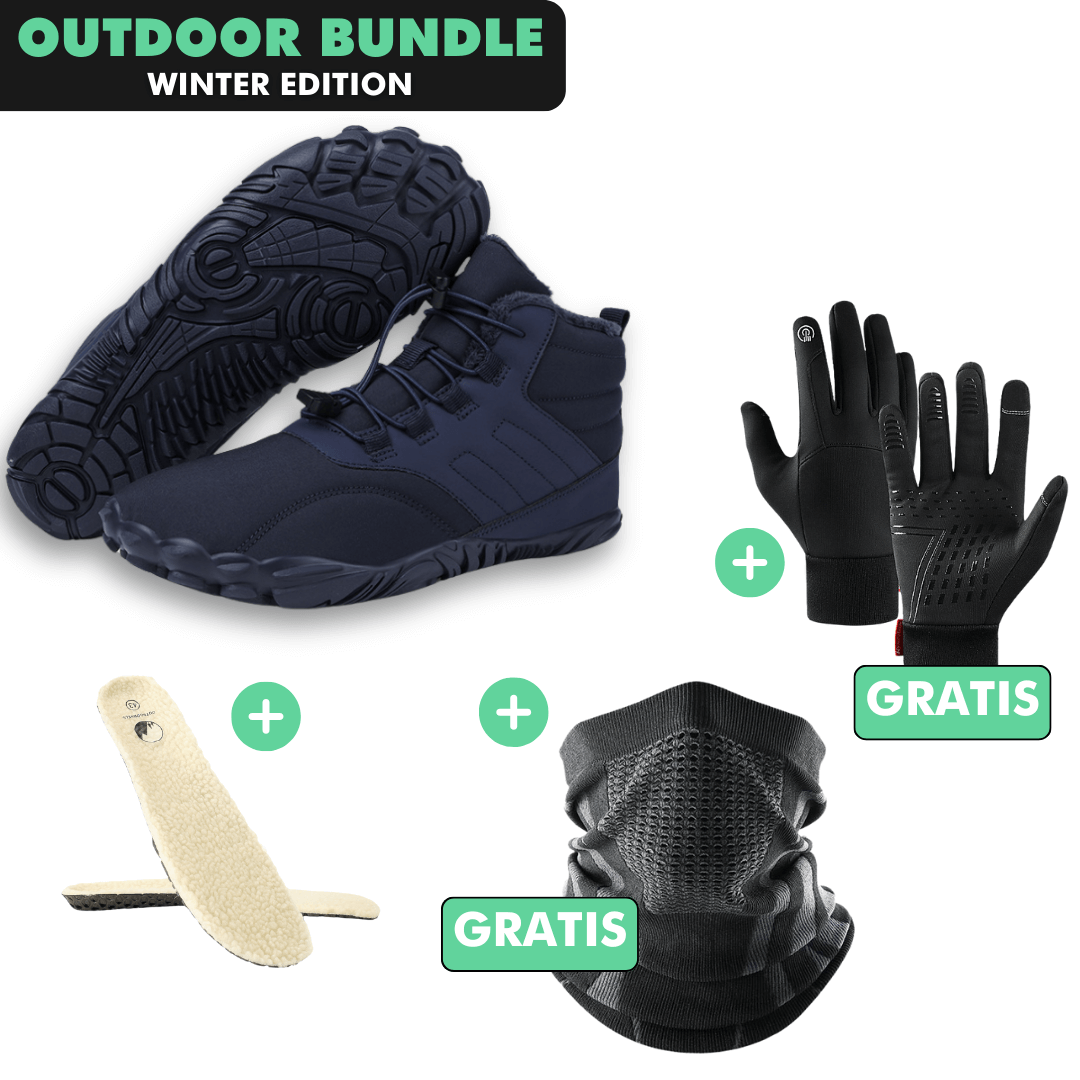 OUTDOOR-BUNDLE: Winter-Barfußschuhe + Fleece Einlegesohlen + GRATIS Thermo Handschuhe + GRATIS Thermo Halstuch