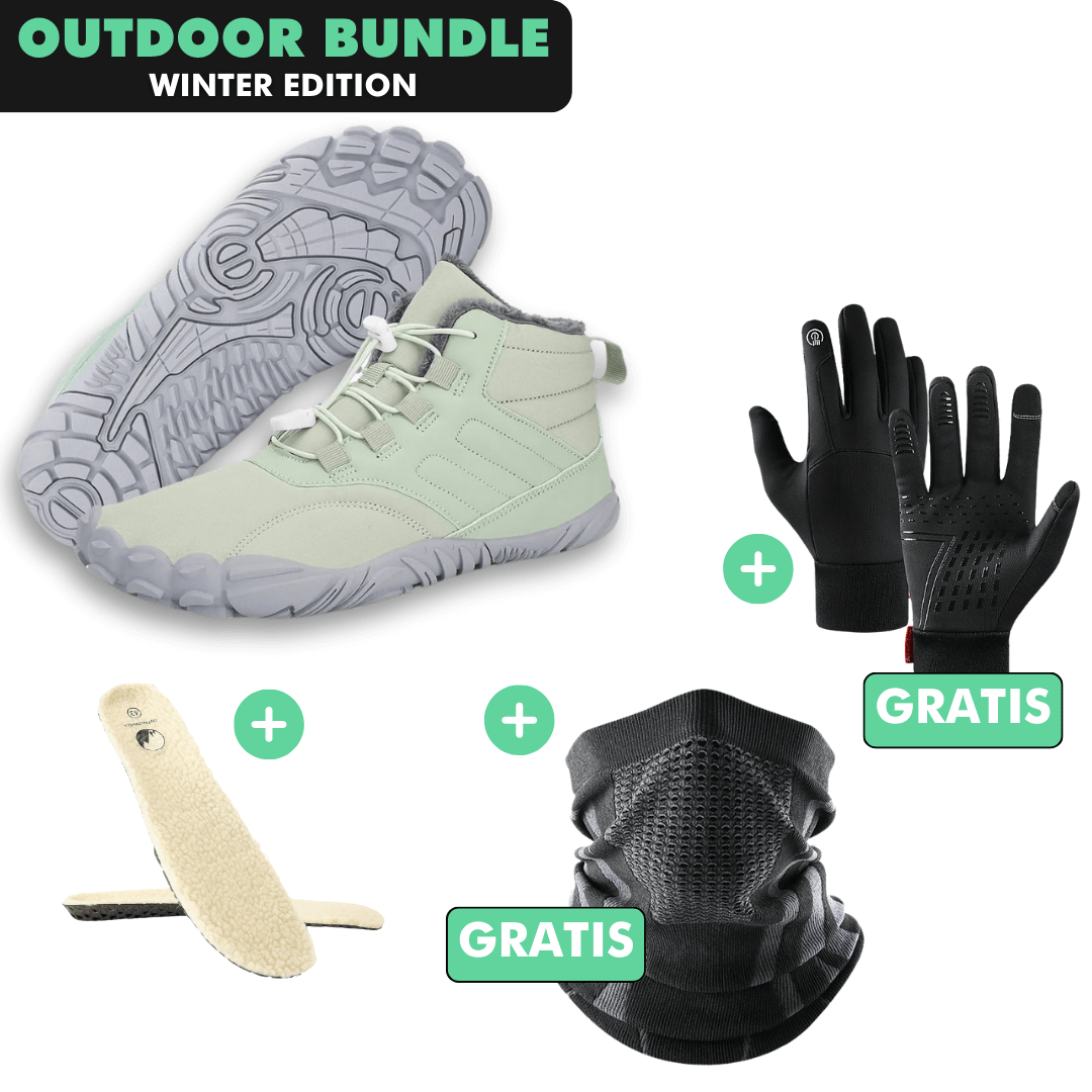 OUTDOOR-BUNDLE: Winter-Barfußschuhe + Fleece Einlegesohlen + GRATIS Thermo Handschuhe + GRATIS Thermo Halstuch