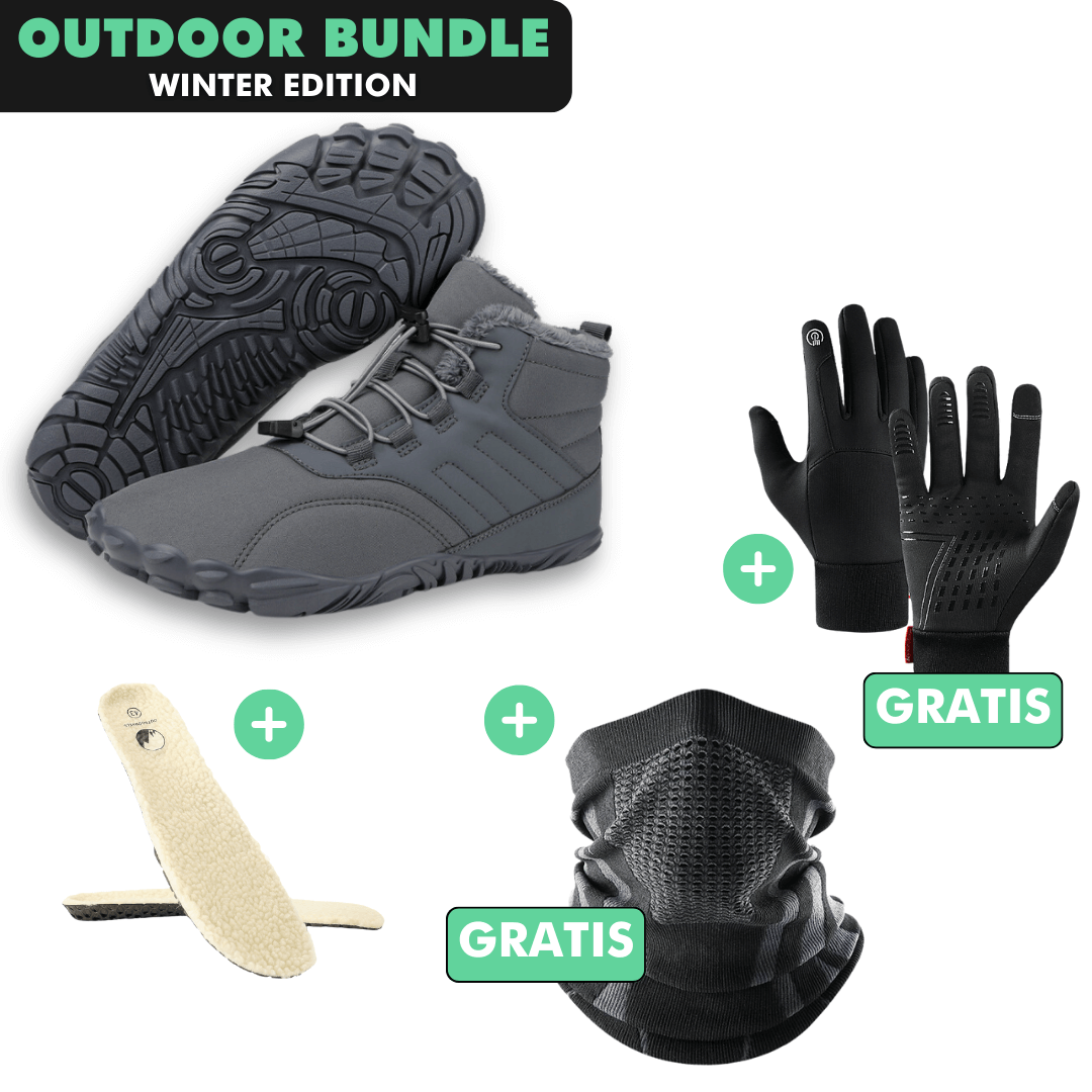 OUTDOOR-BUNDLE: Winter-Barfußschuhe + Fleece Einlegesohlen + GRATIS Thermo Handschuhe + GRATIS Thermo Halstuch
