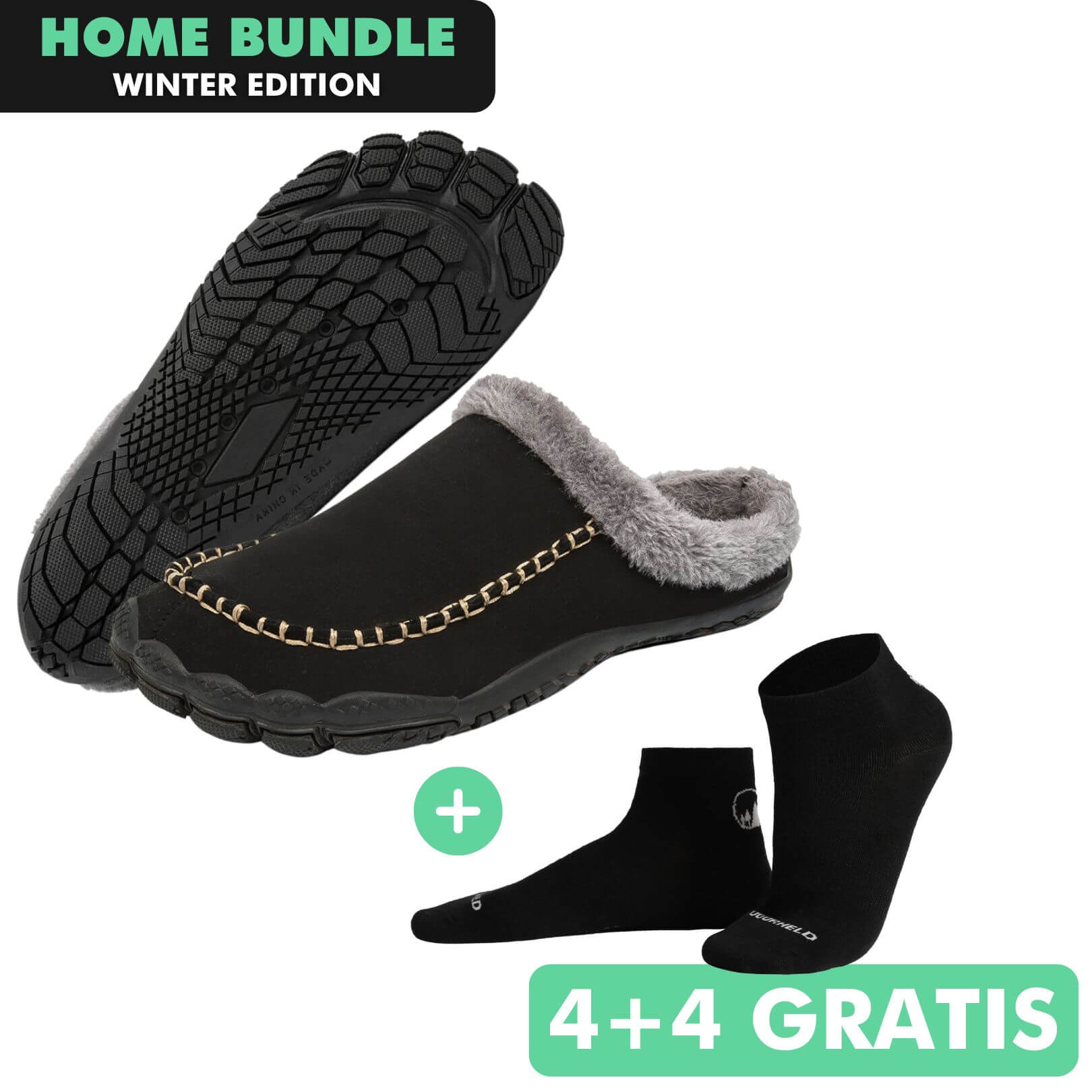 HOME-BUNDLE: Home Pro Barfuß-Hausschuhe + 4+4 Paar GRATIS Barfußsocken